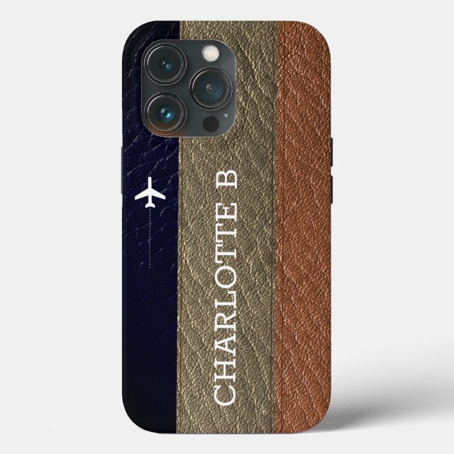 Elegant Traveler Brown and Black Leather Case-Mate iPhone Case (Back)