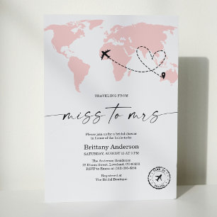 Elegant Traveling From Miss to Mrs Bridal Shower Invitation
