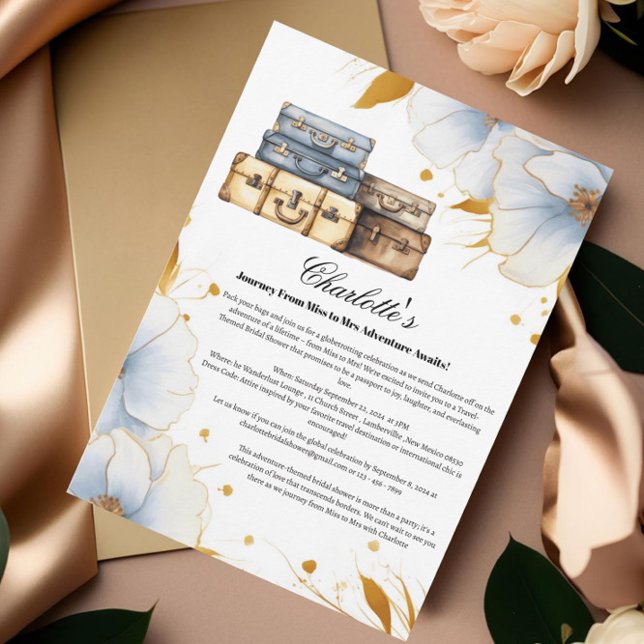 Elegant Traveling From Miss To Mrs Bridal Shower  Invitation (Creator Uploaded)