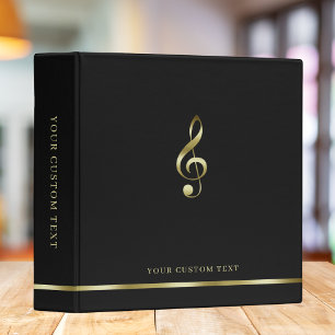 Elegant Treble Clef Music Choir Concert Black 3 Ring Binder