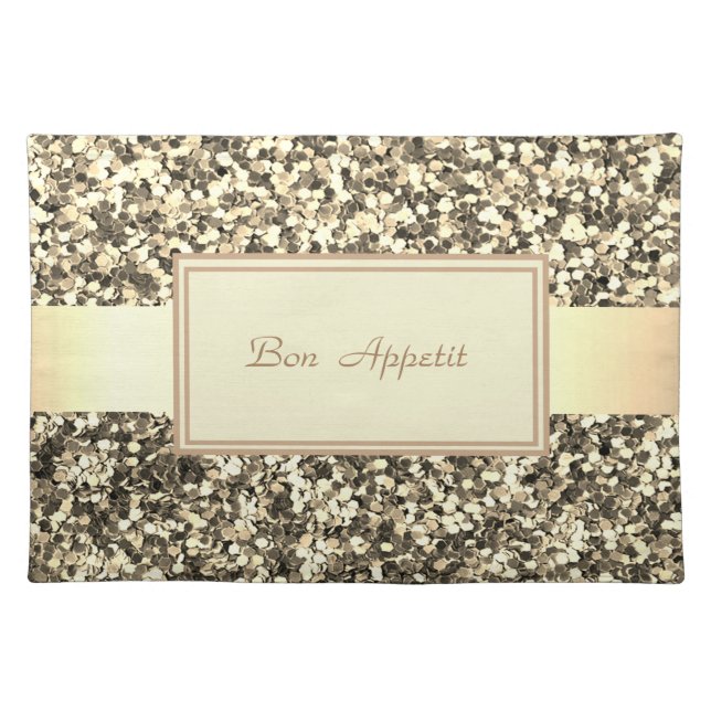 Elegant Treddy  Stylish  Gold Glitter Cloth Placemat (Front)