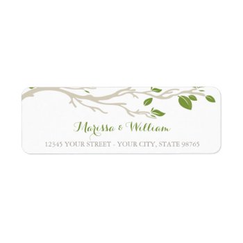 Elegant Tree Branch Green/beige Address Label by weddingsnwhimsy at Zazzle