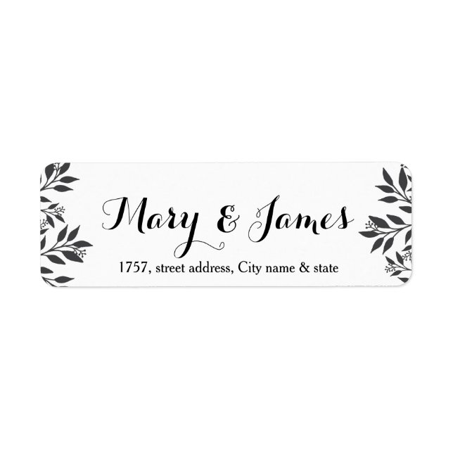 Elegant tree branch leaves wedding design label (Front)