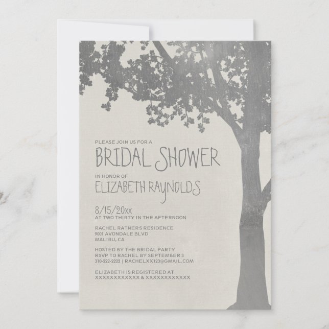 Elegant Tree Branches Bridal Shower Invitations (Front)