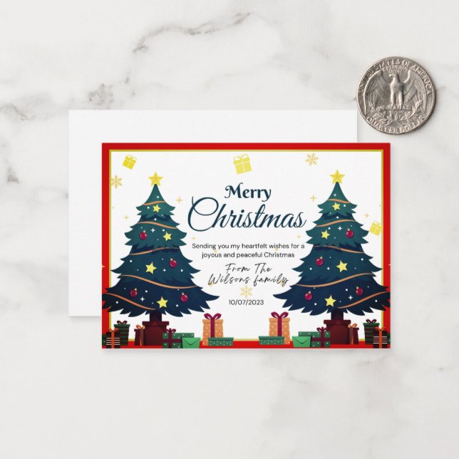 elegant tree christmas cards modern simple (Front/Back In Situ)