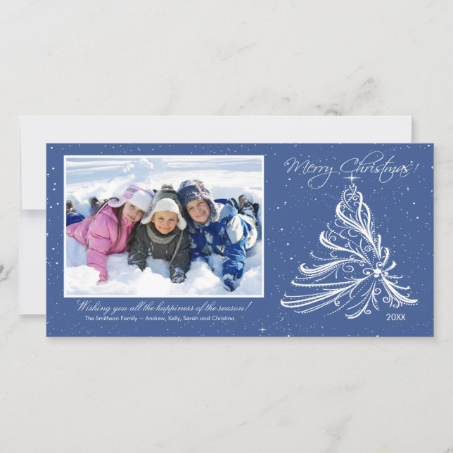Elegant Tree Family Christmas Photo Card (Front)