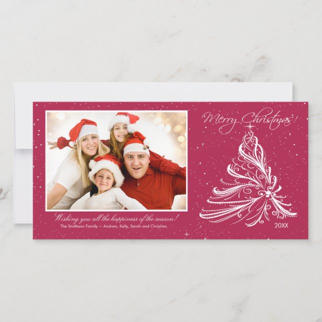 Elegant Tree Family Christmas Photo Card (Front)