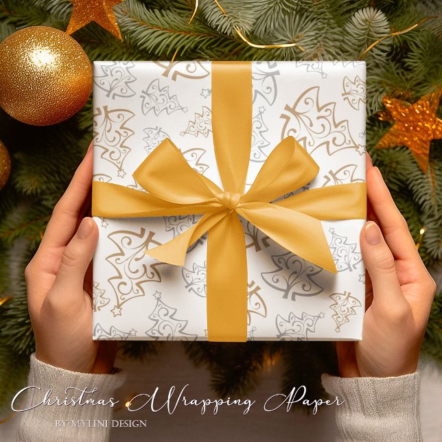 Elegant Tree Gold Silver Christmas Wrapping Paper (Creator Uploaded)