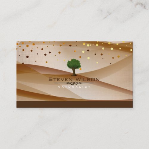 Elegant Tree Green Nature Linen Garden Landscape Business Card