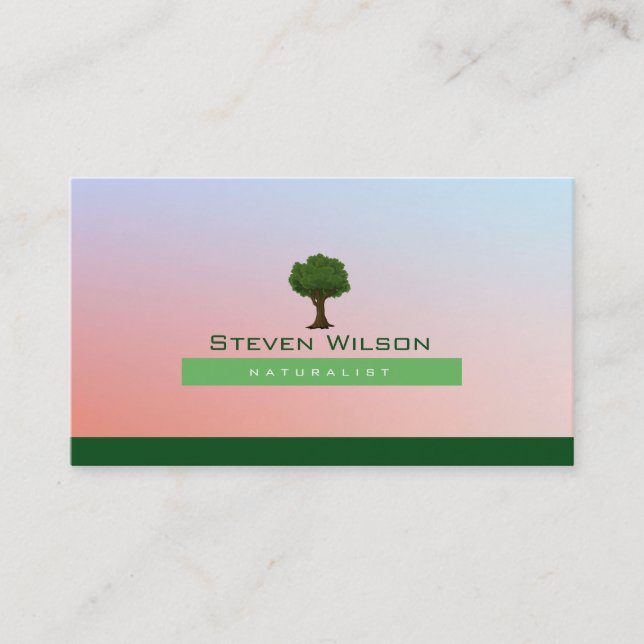 Elegant Tree Green Nature Linen Garden Landscape Business Card (Front)