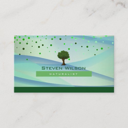 Elegant Tree Green Nature Linen Garden Landscape Business Card