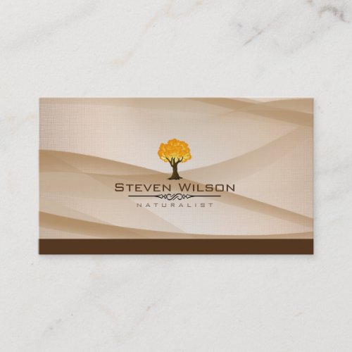 Elegant Tree Green Nature Linen Garden Landscape Business Card