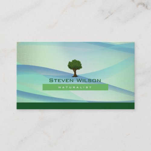 Elegant Tree Green Nature Linen Garden Landscape Business Card