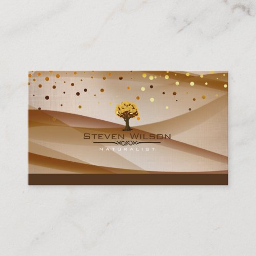 Elegant Tree Green Nature Linen Garden Landscape Business Card