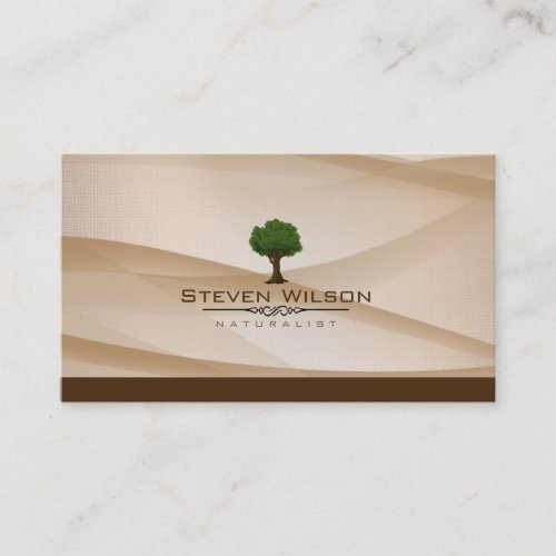 Elegant Tree Green Nature Linen Garden Landscape Business Card