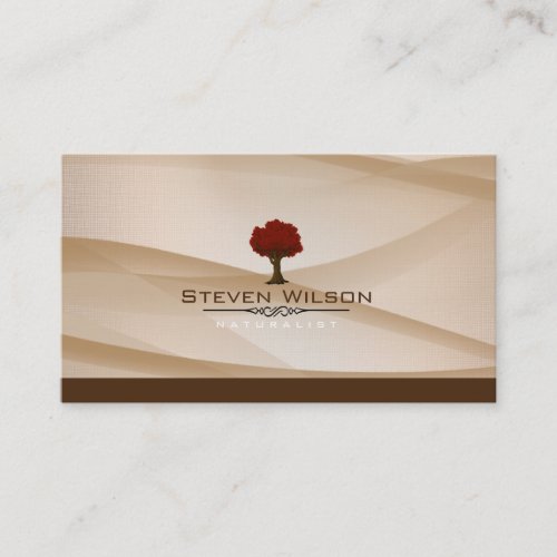 Elegant Tree Green Nature Linen Garden Landscape Business Card