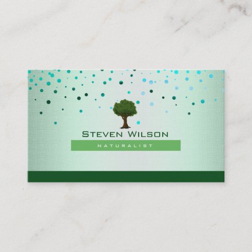 Elegant Tree Green Nature Linen Garden Landscape Business Card