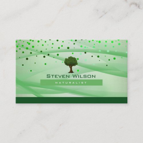 Elegant Tree Green Nature Linen Garden Landscape Business Card