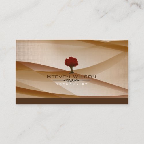 Elegant Tree Green Nature Linen Garden Landscape Business Card