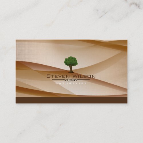 Elegant Tree Green Nature Linen Garden Landscape Business Card