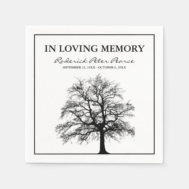 Elegant Tree | In loving Memory Funeral Napkins (Front)