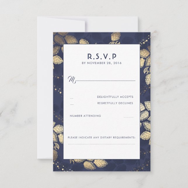 Elegant Tree Leaves and Lights Wedding RSVP Cards (Front)