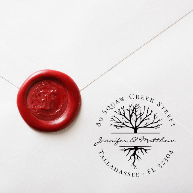 Elegant Tree Married Couple Return Address Rubber Stamp (Creator Uploaded)