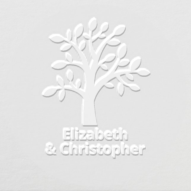 Elegant Tree Monogrammed Names Embosser (Design)
