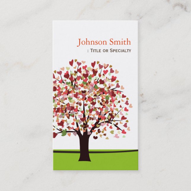 Elegant Tree of Hearts - Simple and Nature Business Card (Front)