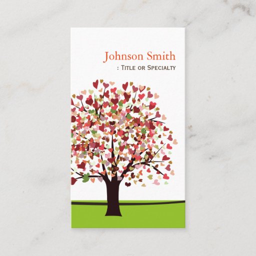 Customizable Elegant Tree of Hearts - Simple and Nature Business Card Templates