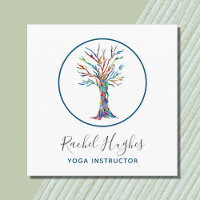 Elegant Tree of Life Yoga Instructor Square Business Card