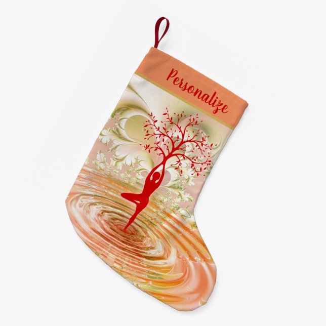 Elegant Tree of Life Zen Yoga Christmas Holiday Small Christmas Stocking (Front (Hanging))