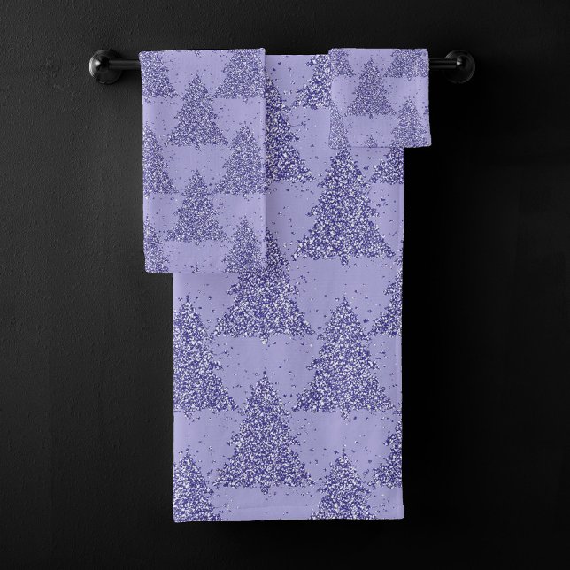 Elegant Tree Pattern | Charming Lavender Christmas Bath Towel Set (Creator Uploaded)