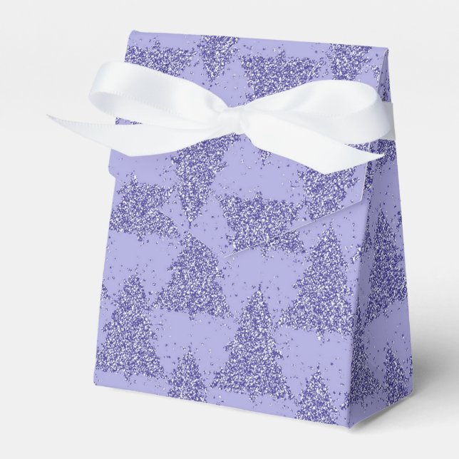 Elegant Tree Pattern | Charming Lavender Christmas Favor Boxes (Front Side)