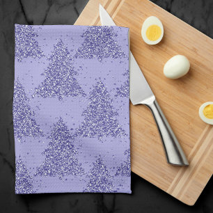 Elegant Tree Pattern Charming Lavender Christmas Kitchen Towel