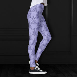 Elegant Tree Pattern Charming Lavender Christmas Leggings