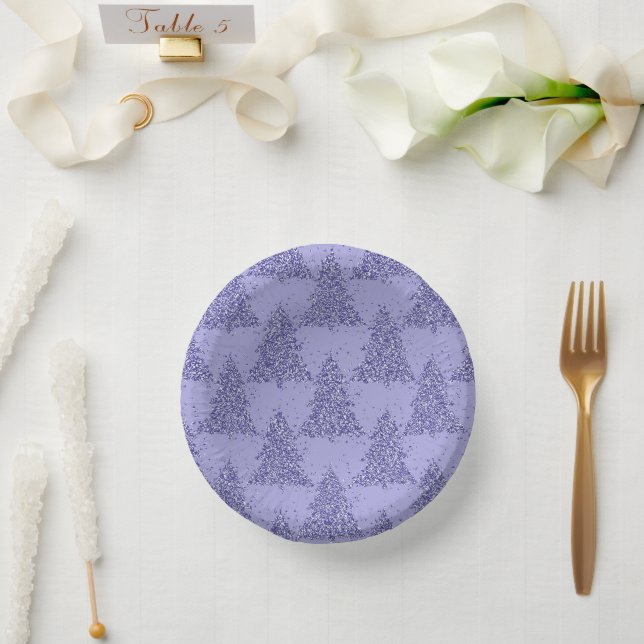 Elegant Tree Pattern | Charming Lavender Christmas Paper Bowls (Wedding)