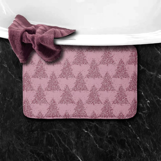 Elegant Tree Pattern | Dusty Mauve Pink Christmas Bath Mat (Creator Uploaded)