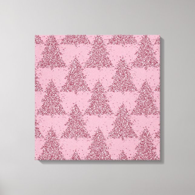 Elegant Tree Pattern | Dusty Mauve Pink Christmas Canvas Print (Front)