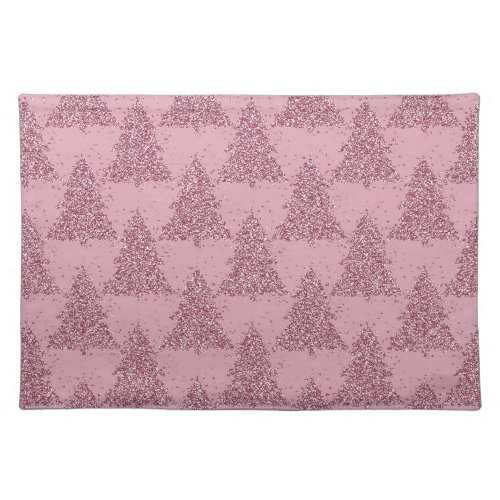 Elegant Tree Pattern  Dusty Mauve Pink Christmas Cloth Placemat