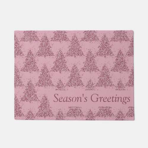 Elegant Tree Pattern  Dusty Mauve Pink Christmas Doormat