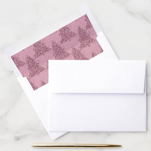 Elegant Tree Pattern  Dusty Mauve Pink Christmas Envelope Liner