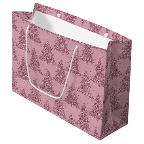 Elegant Tree Pattern  Dusty Mauve Pink Christmas Large Gift Bag