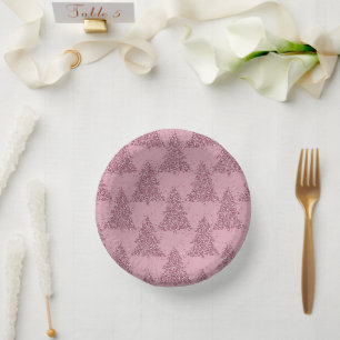 Elegant Tree Pattern   Dusty Mauve Pink Christmas Paper Bowls