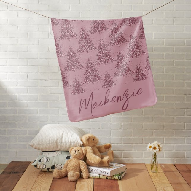 Elegant Tree Pattern | Dusty Mauve Pink Custom Baby Blanket (In Situ)