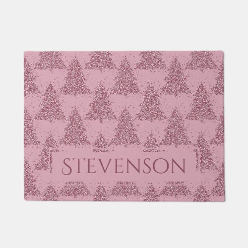Elegant Tree Pattern  Dusty Mauve Pink Custom Doormat