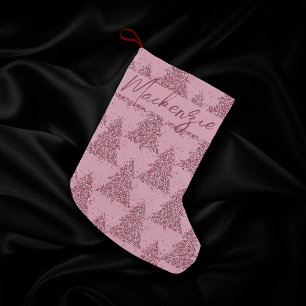 Elegant Tree Pattern Dusty Mauve Pink Custom Small Christmas Stocking
