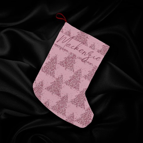 Elegant Tree Pattern  Dusty Mauve Pink Custom Small Christmas Stocking