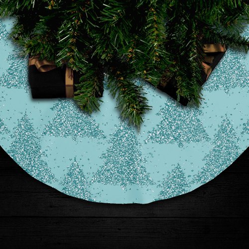 Elegant Tree Pattern  Luxe Aqua Mint Christmas Brushed Polyester Tree Skirt