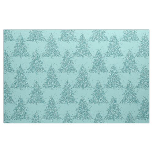 Elegant Tree Pattern  Luxe Aqua Mint Christmas Fabric
